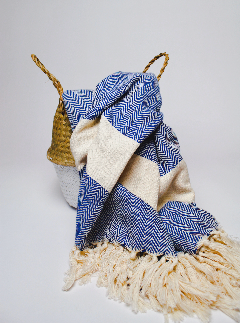 Marmara Herringbone Throw - Blue