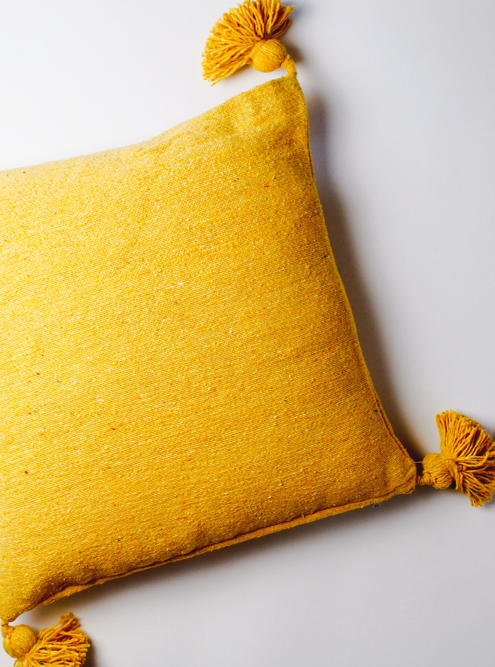 Pom Cushion Cover - Mustard