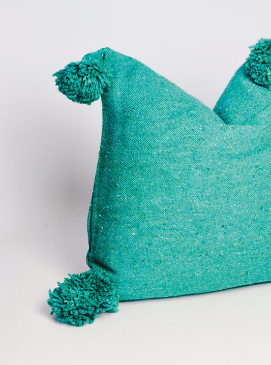 Pom Cushion Cover - Emerald