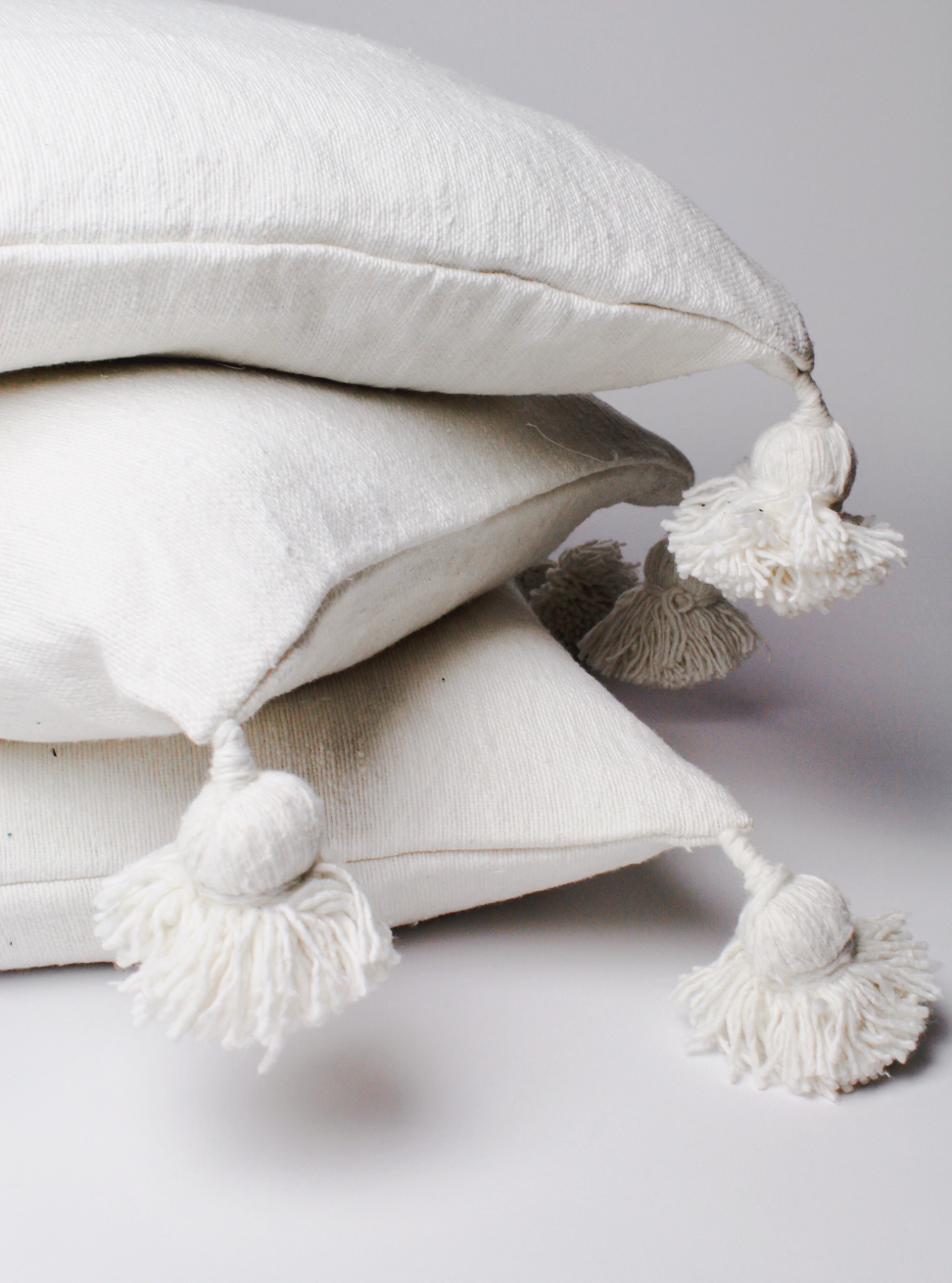 Pom Cushion Cover - Classic White