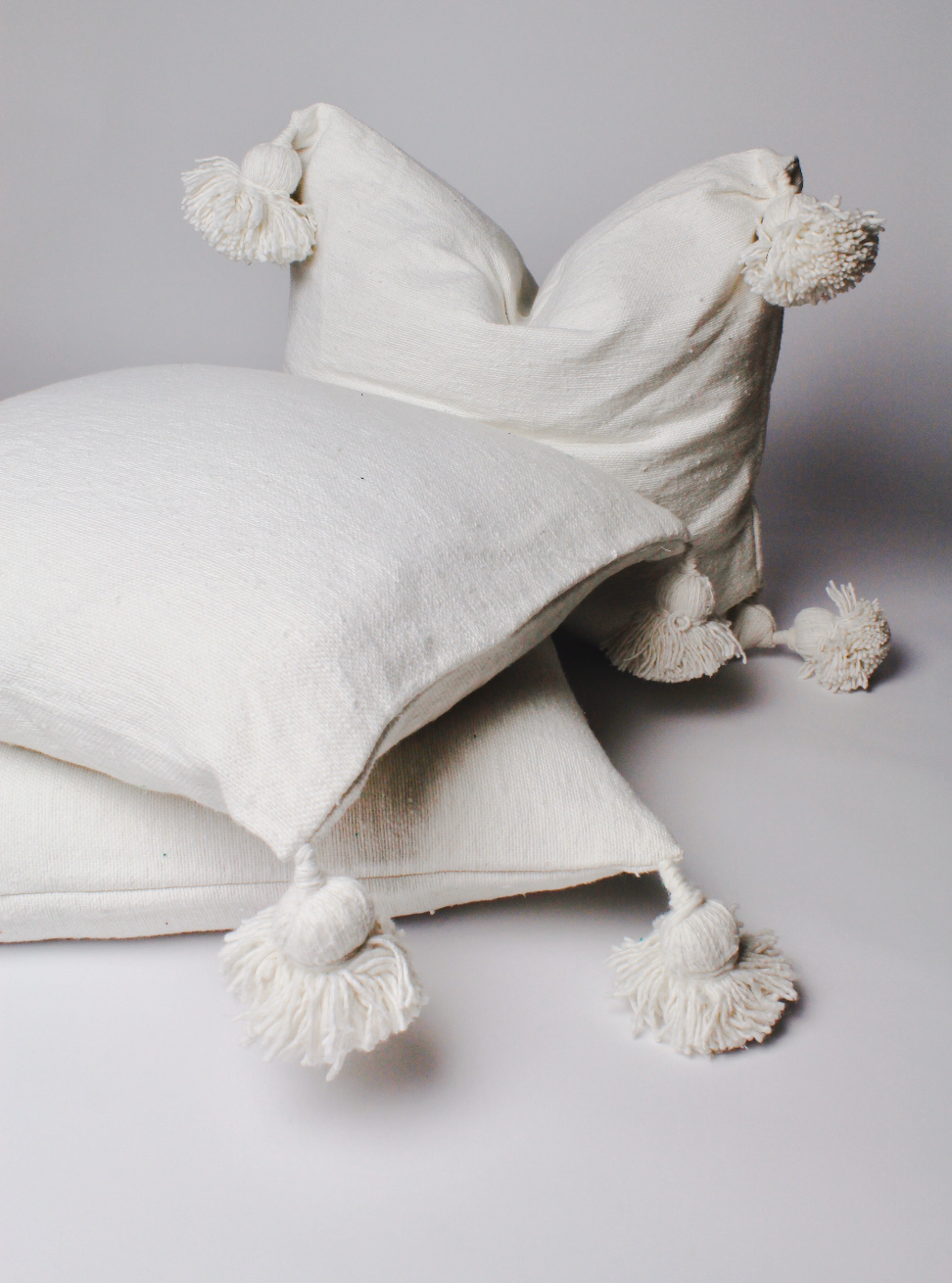 Pom Cushion Cover - Classic White