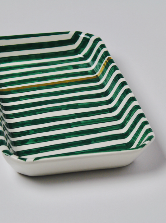 Alya Ceramic Dish - Green Strip